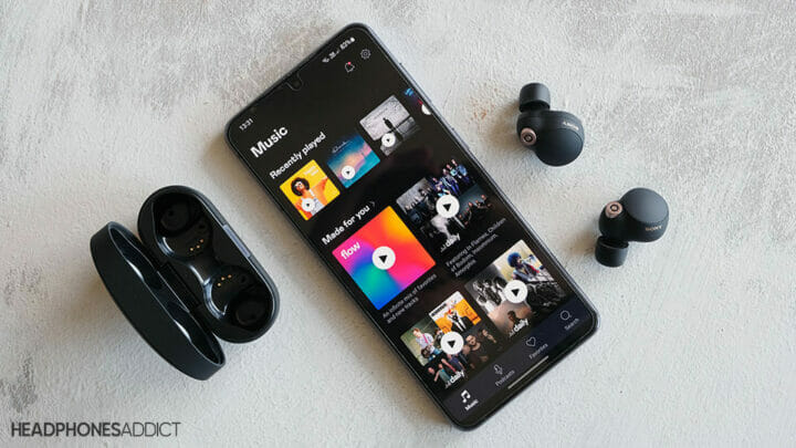 Deezer streaming service and Sony earbuds